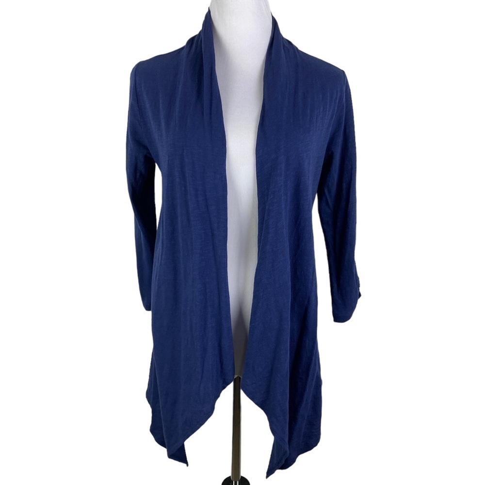 Gap Body Factory Open Front Waterfall‎ Cardigan Women's Medium Blue 3/4 Sleeve
